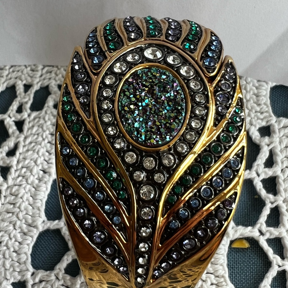 Vintage Victoria Wieck Beverly Hills Peacock Feather Watch,  New Battery Works!